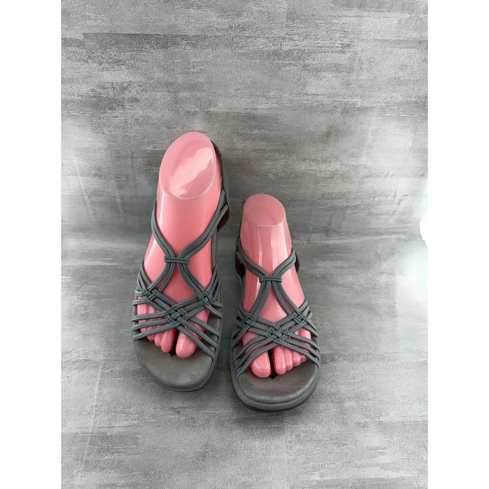 Skechers Reggae Slim Vacay Grey Strappy Sandals Women Size 8 Walking Hiking